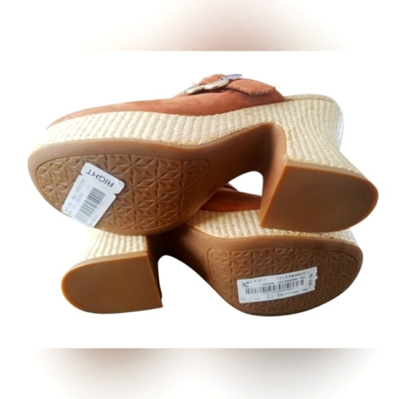 Boho 7 Retro Hipster Platform Brown Suede Espadrille Clog Mules New - Picture 4 of 7